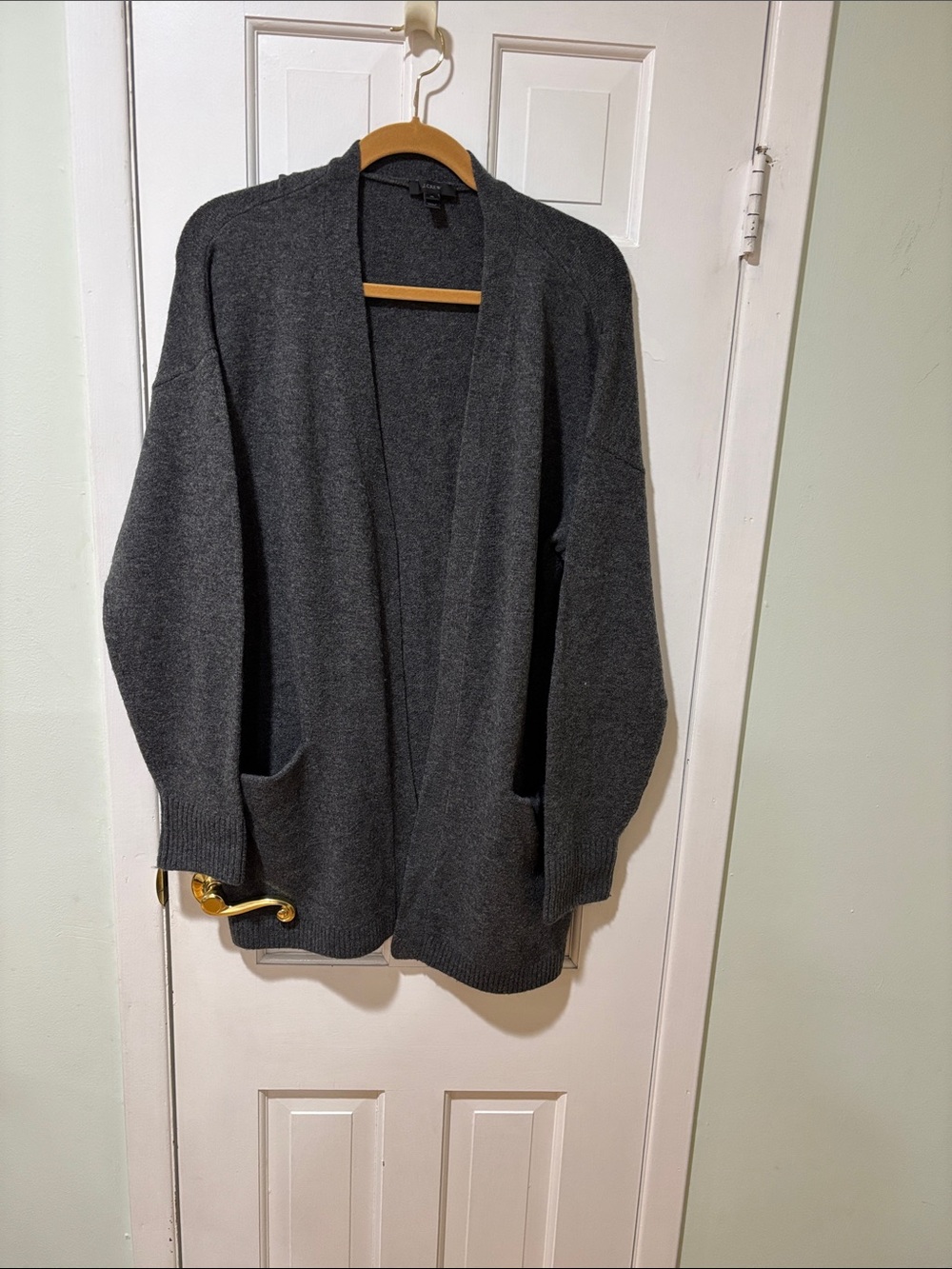 J. Crew Charcoal Gray Open-Front Pocket Cardigan